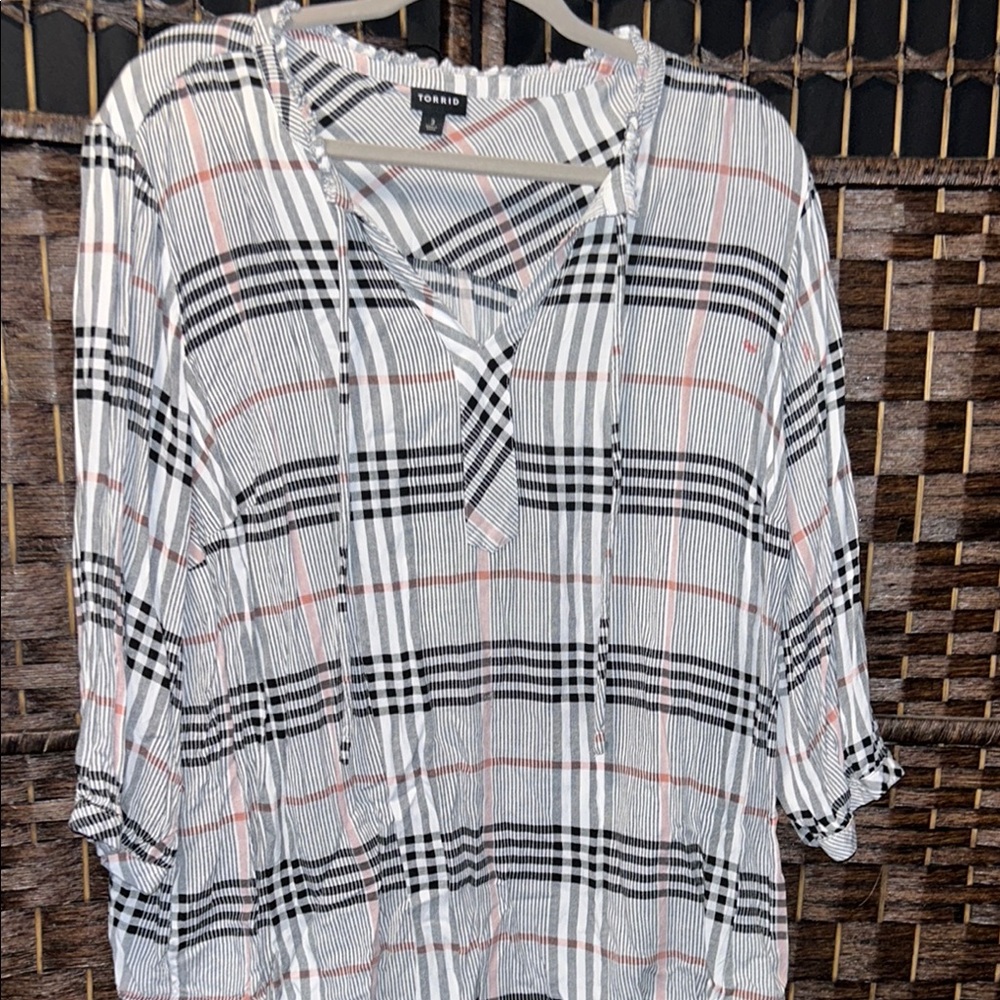 Torrid Black and White Boxy Blouse